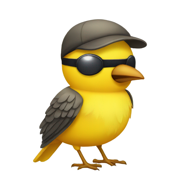 絵文字：黄色の鳥でアイパッチをつけている