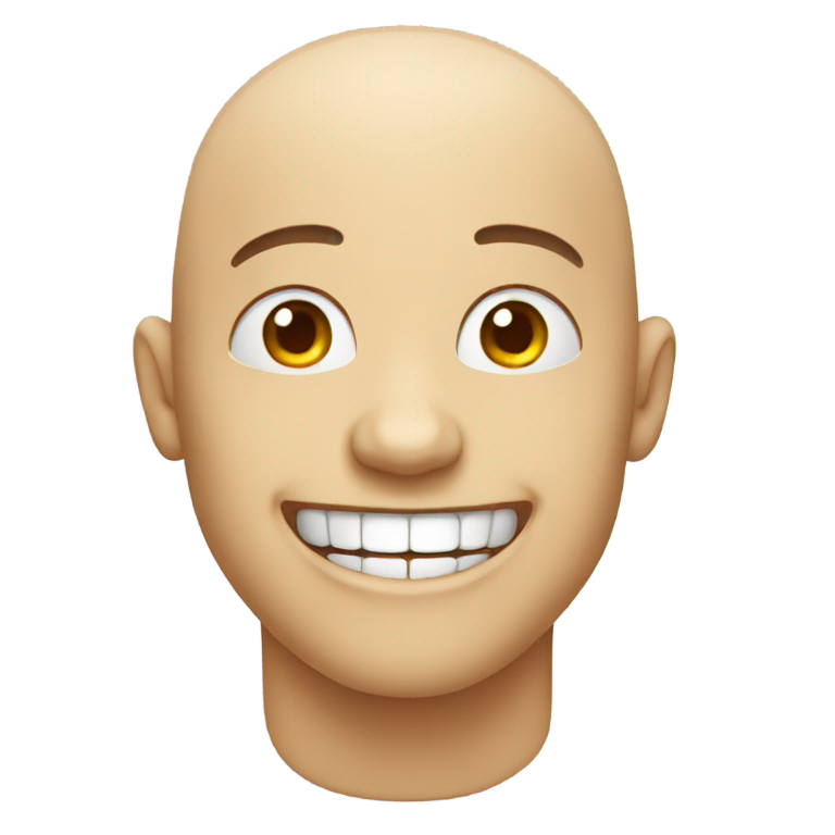 genmoji: bald guy laughing insanely with tears and circle head