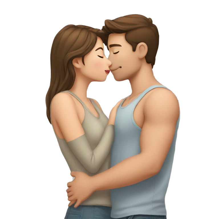 genmoji : Une fille embrassant son petit ami.