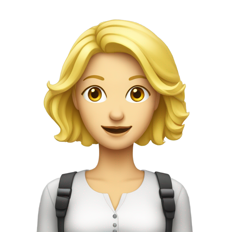 genmoji：金发女子拿着黄色iPhone，情绪非常不好