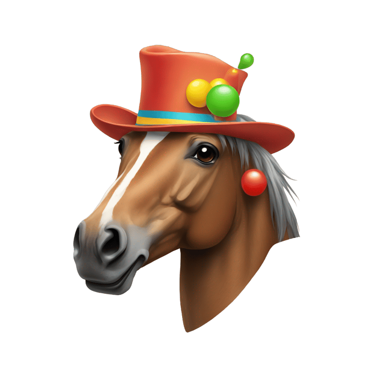 genmoji：马戴着小丑鼻子和帽子