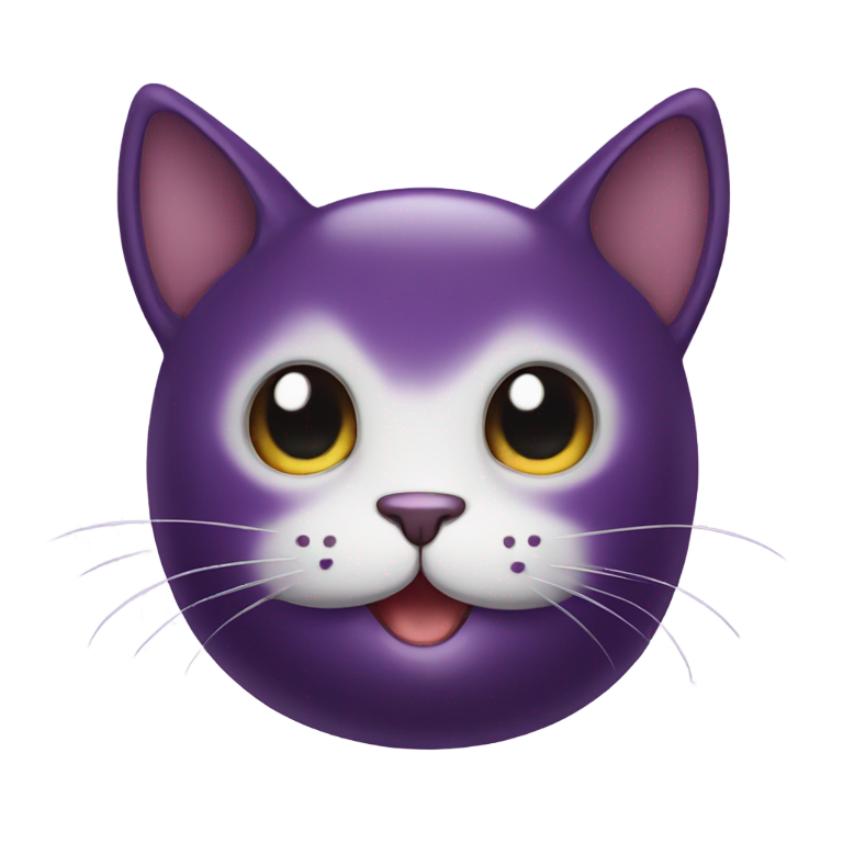 絵文字：広く笑うナス猫