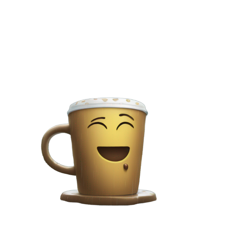 絵文字：雨の中でコーヒーを飲む