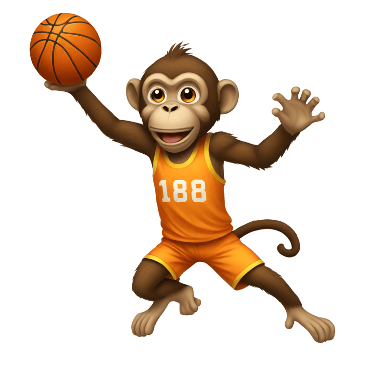 genmoji : Monkey playing basketball