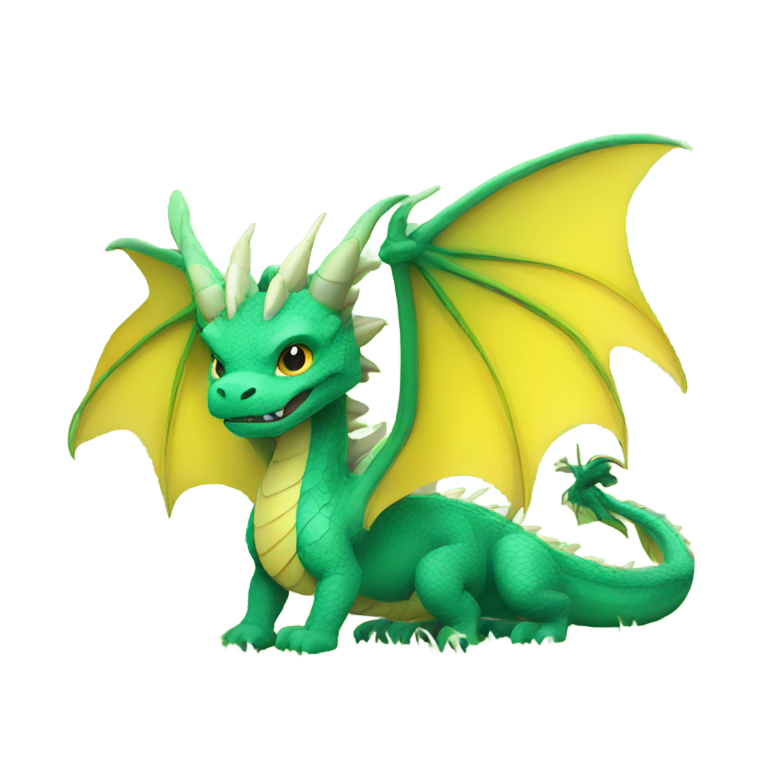genmoji : Un dragon aux ailes jaunes et à la peau d'herbe