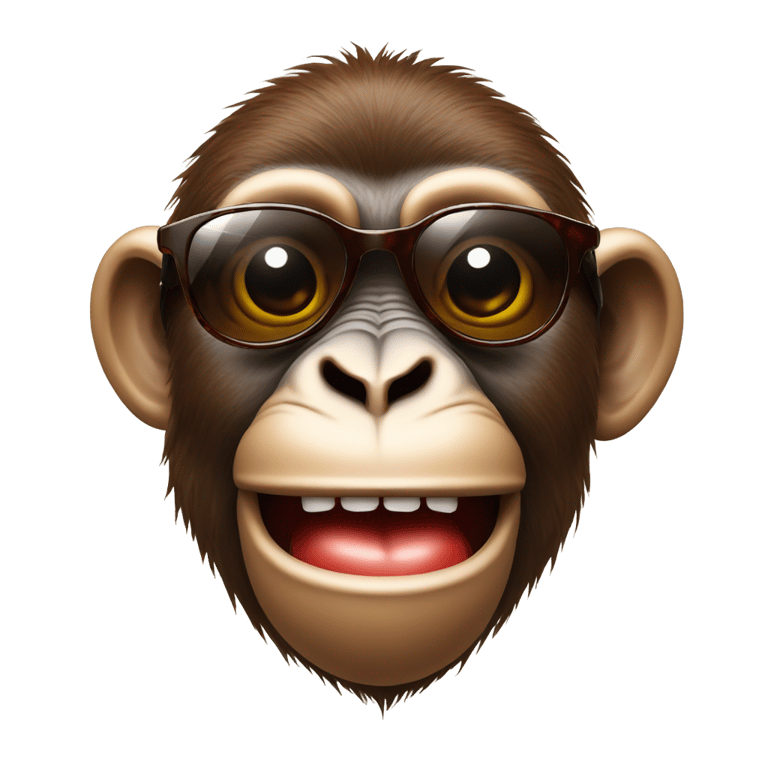 genmoji : Tête de singe avec lunettes de soleil tenant un cola