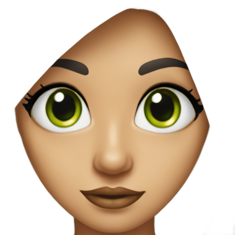 genmoji：西班牙歌手LOLA INDIGO表情emoji：绿眼睛，金色长发，明显的眼线。