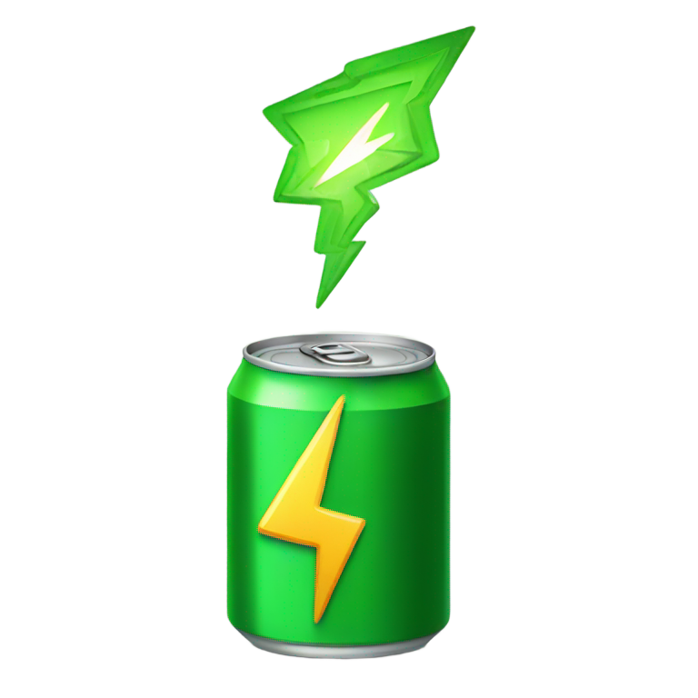 genmoji : Canette de boisson verte avec un éclair