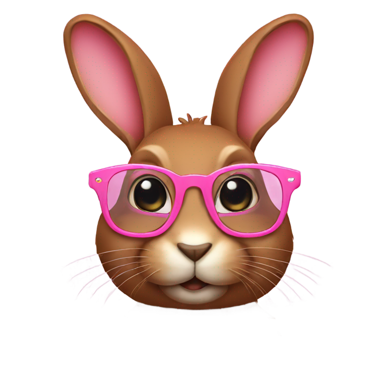 genmoji：棕色兔子戴粉色眼镜