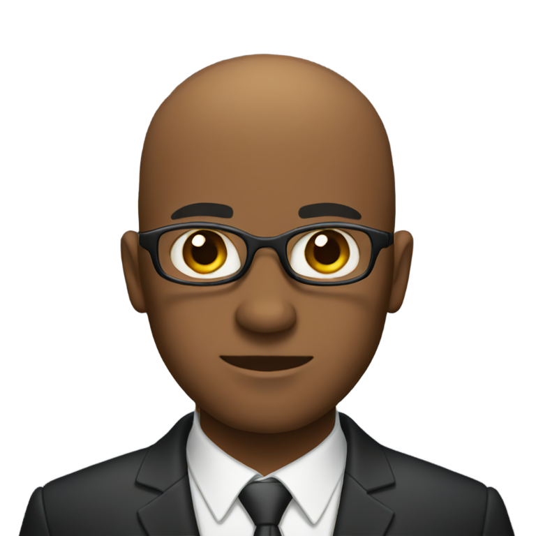 genmoji：深棕色皮肤的秃顶男子，穿着西装