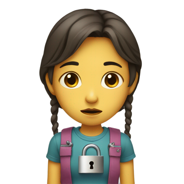 genmoji：嘴巴被锁的悲伤女孩