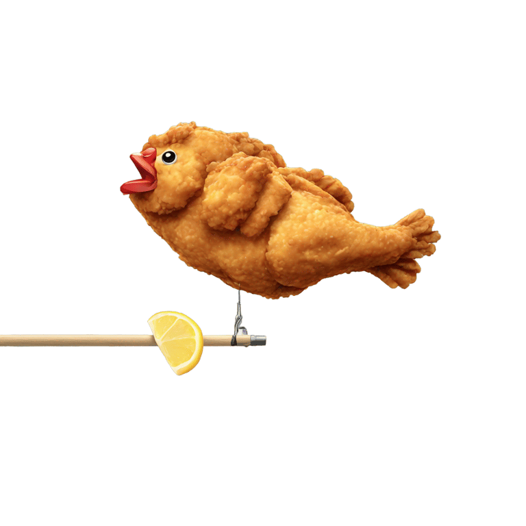 genmoji：鱼竿上的炸鸡