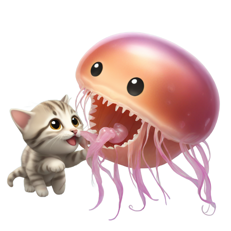 genmoji : Méduse mangeant un chaton