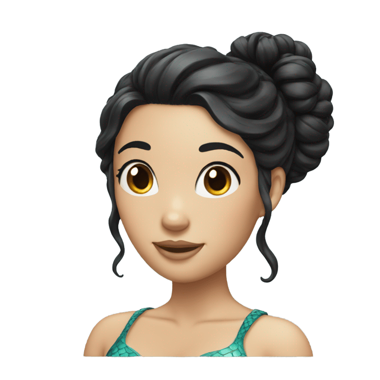 genmoji : A mermaid with black hair in a bun