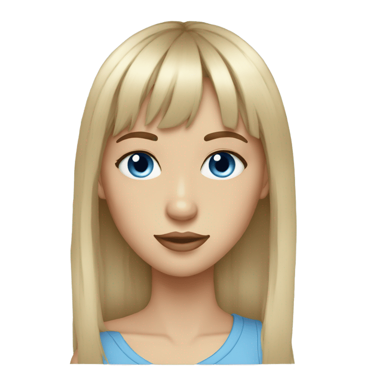 絵文字：Cool girl blue eye long hair bangs