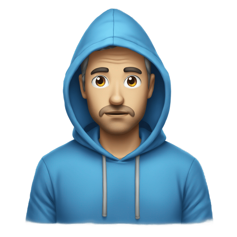 絵文字：Draw a bored blue guy with a hood