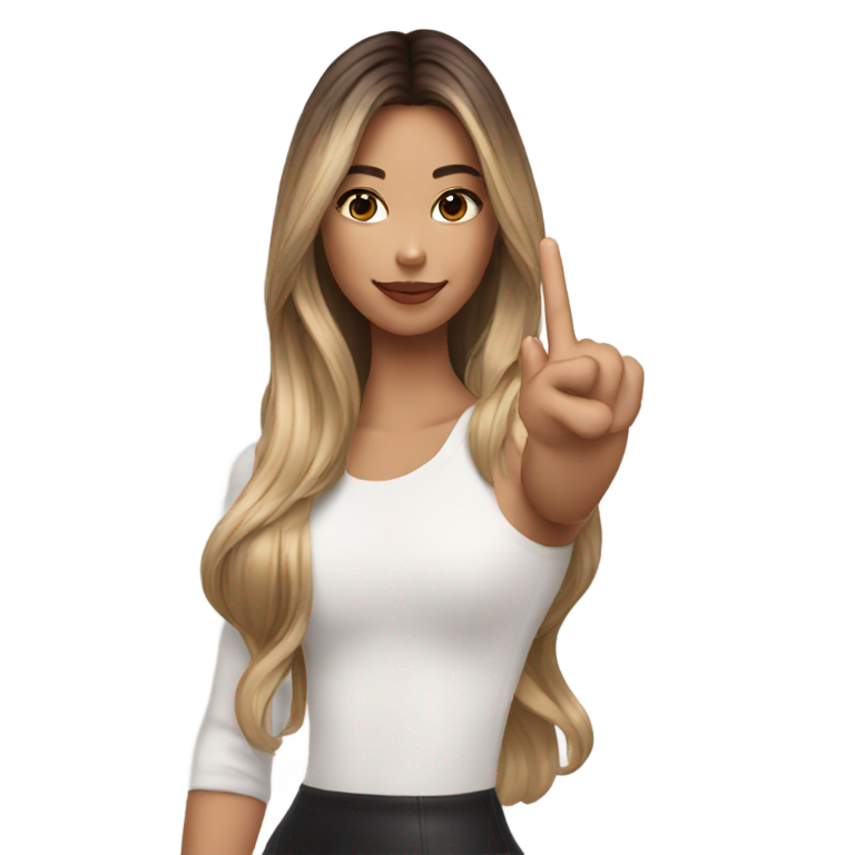 genmoji : Doigt d'honneur pointé vers l'utilisateur, fille, brune avec balayage blond