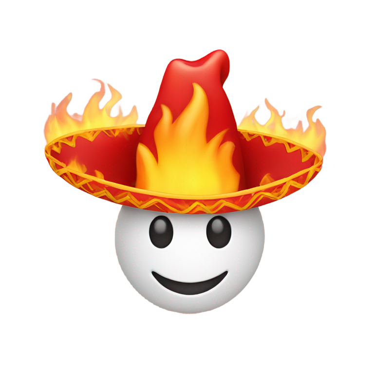 genmoji：红辣椒带火焰，戴着草帽并微笑