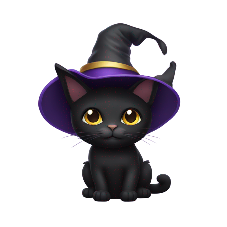絵文字：黒猫の魔法使い帽子