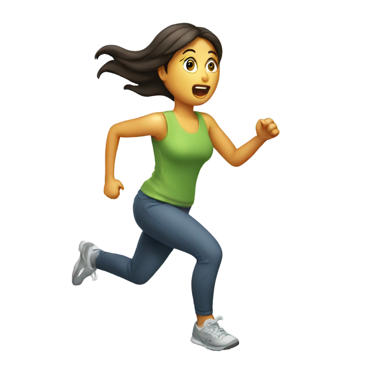 genmoji : Femme courant avec un pet sortant de ses fesses