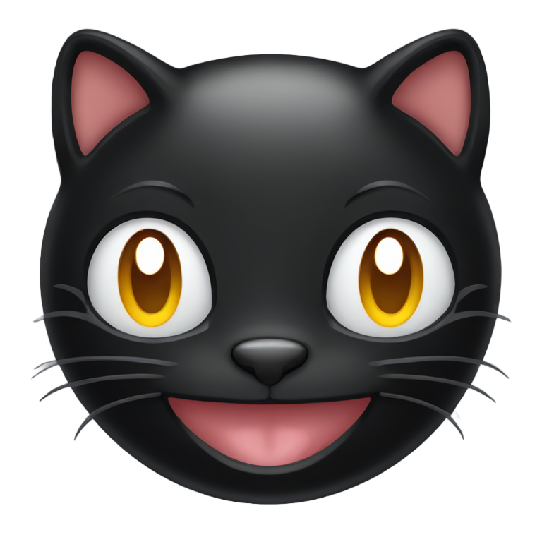 絵文字：黒猫が微笑んでいます