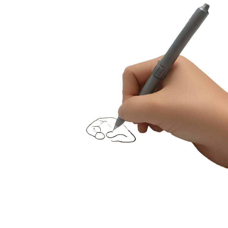 genmoji: Prosthetic hand.  Writing grip, writing with pen. Similar to “✍🏻”