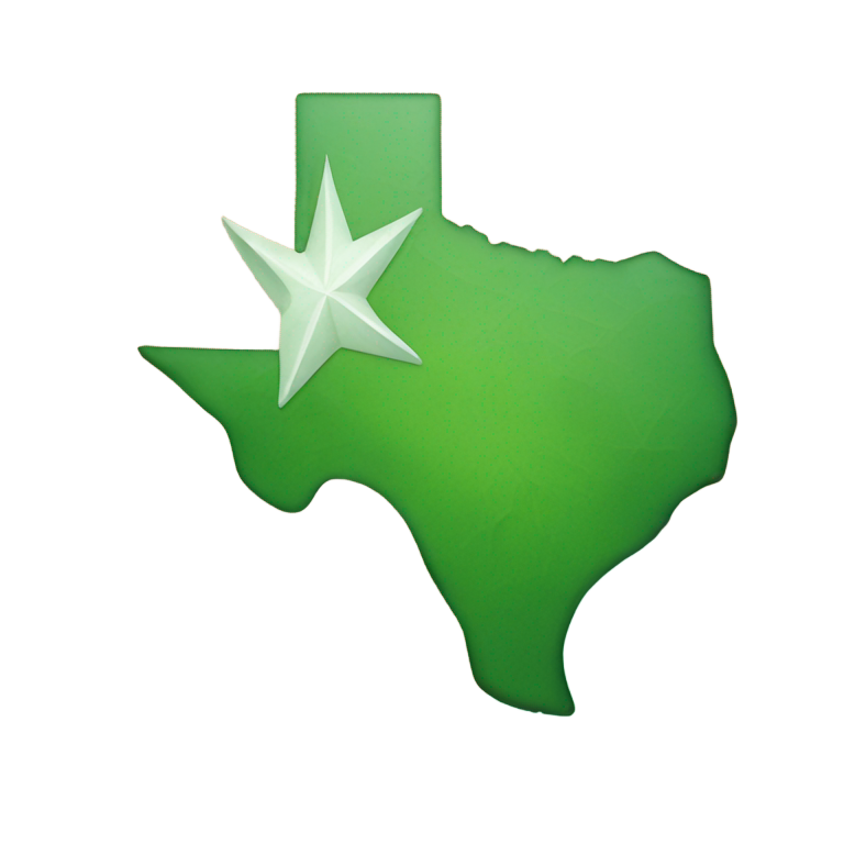 genmoji : Carte verte du Texas avec une grande étoile blanche dessus