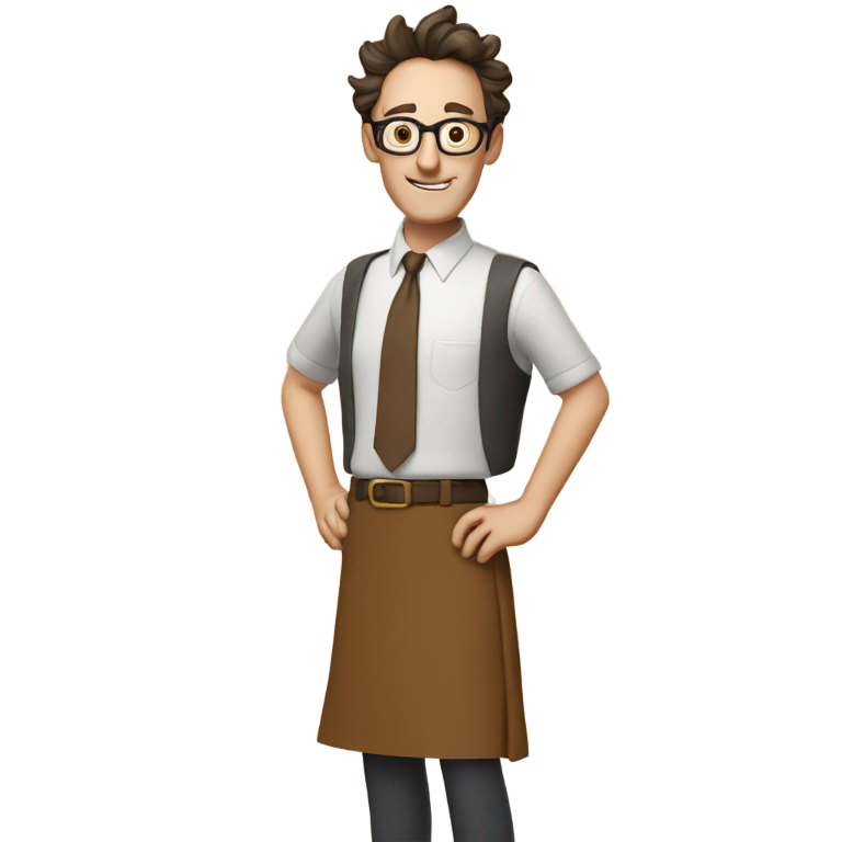 genmoji : Tom Kenny portant une jupe marron