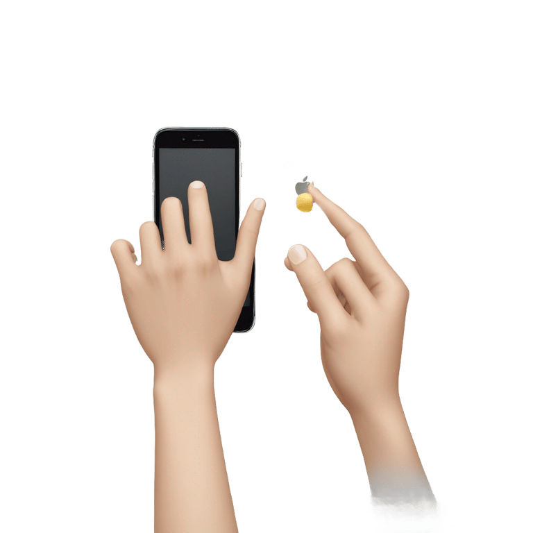 genmoji：One white hand having an Iphone into