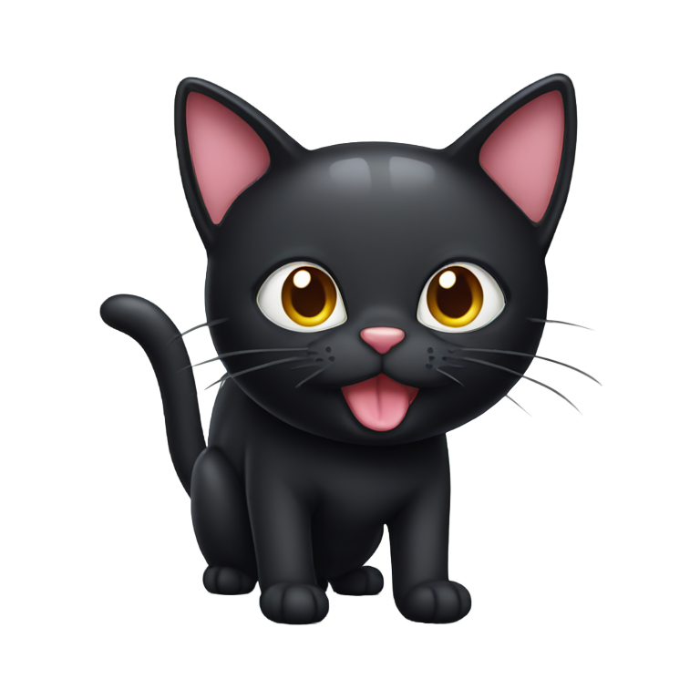 絵文字：舌を出して濡れた黒猫
