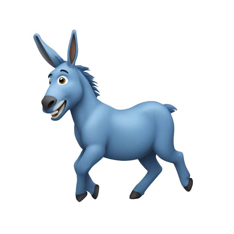 genmoji: a blue donkey dancing