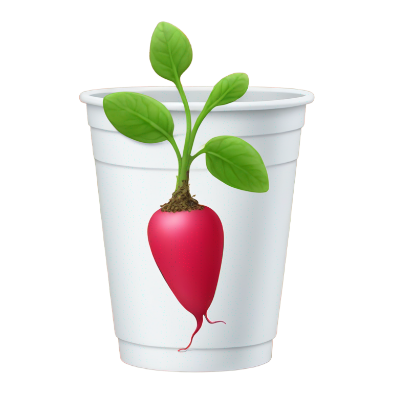 genmoji：萝卜种子从纸杯中发芽