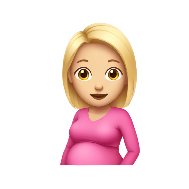 genmoji: Pregnant women wearing pink with blond hair