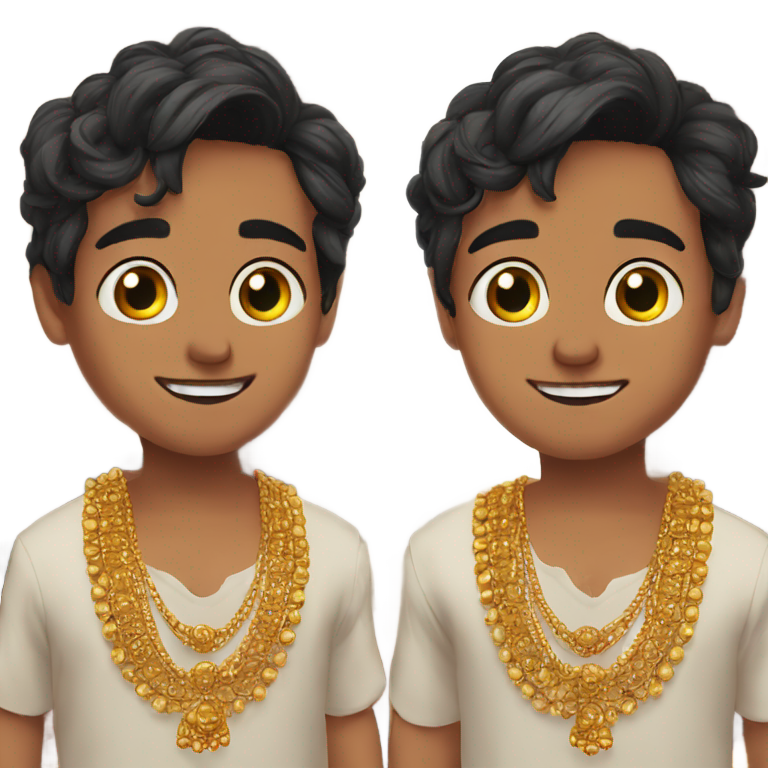 genmoji: son wearing jhumkas and he loves his jhumkas