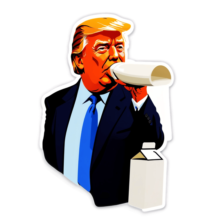 genmoji : Donald Trump buvant du lait directement du carton
