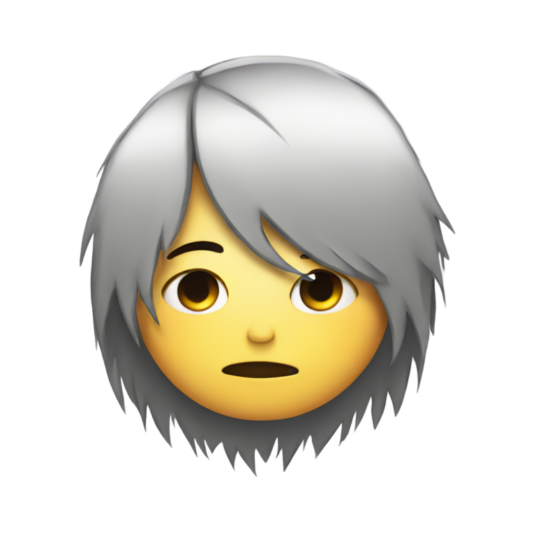 genmoji: Tired emoji with emo hair