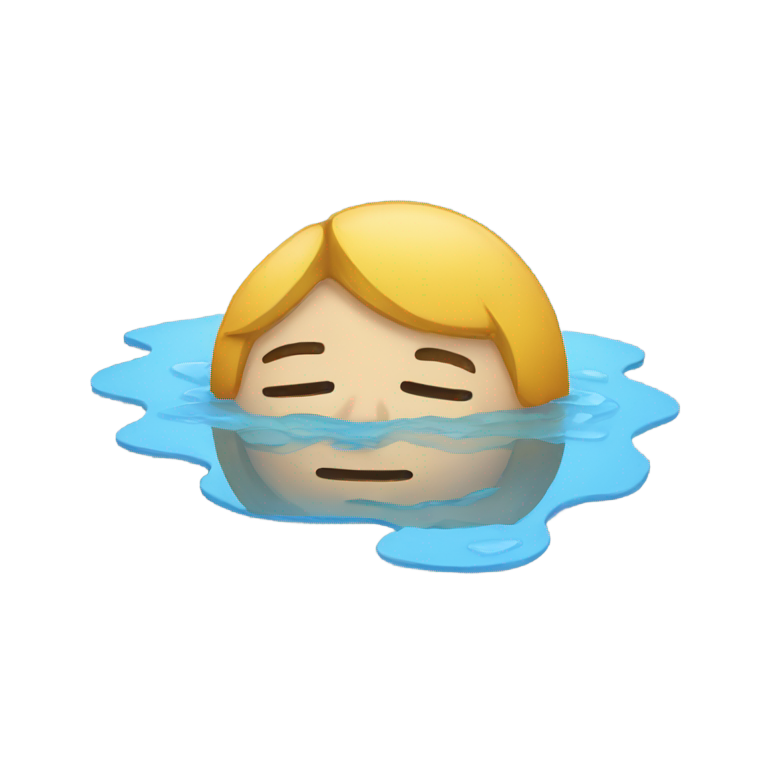 genmoji: Depressed man laying in a puddle of his own tears