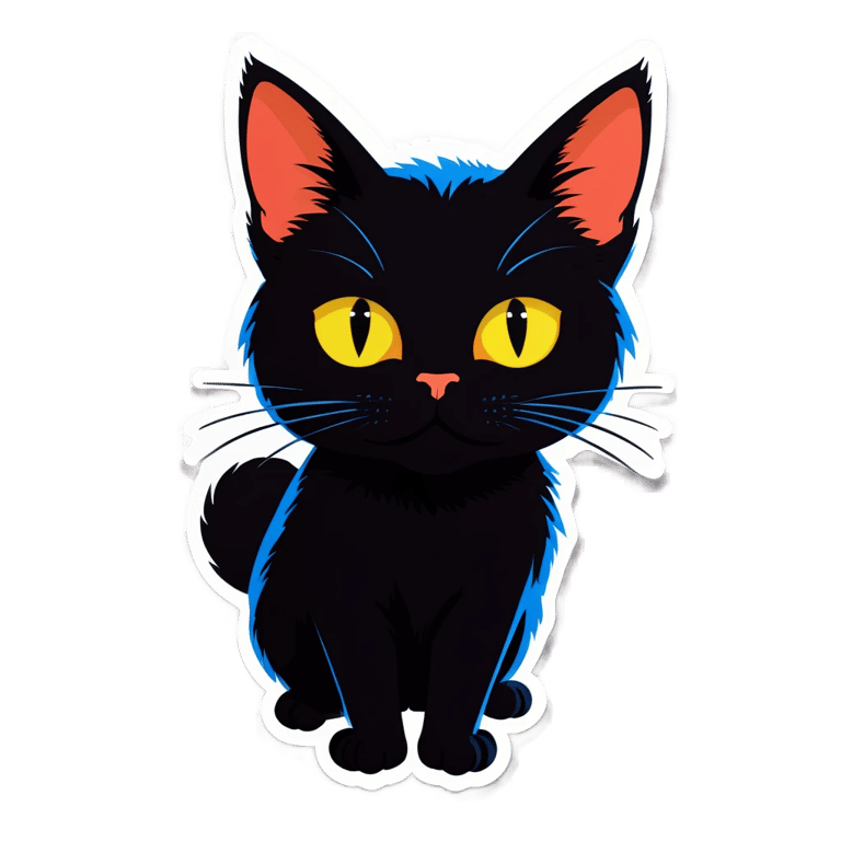genmoji: Un chat noir avec des yeux bleus