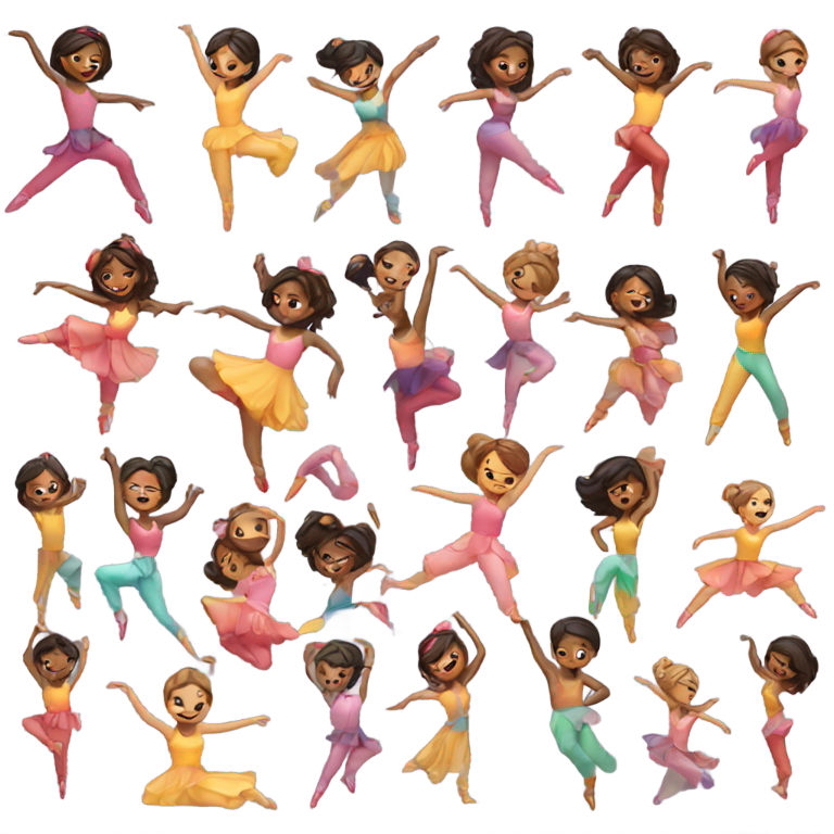 絵文字：Bunch of different styles of dancers having fun together