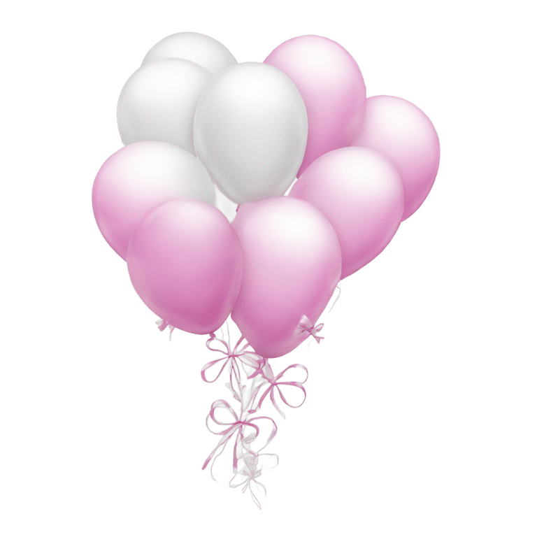 genmoji: White party balloons with pink bows attached to the balloon.
