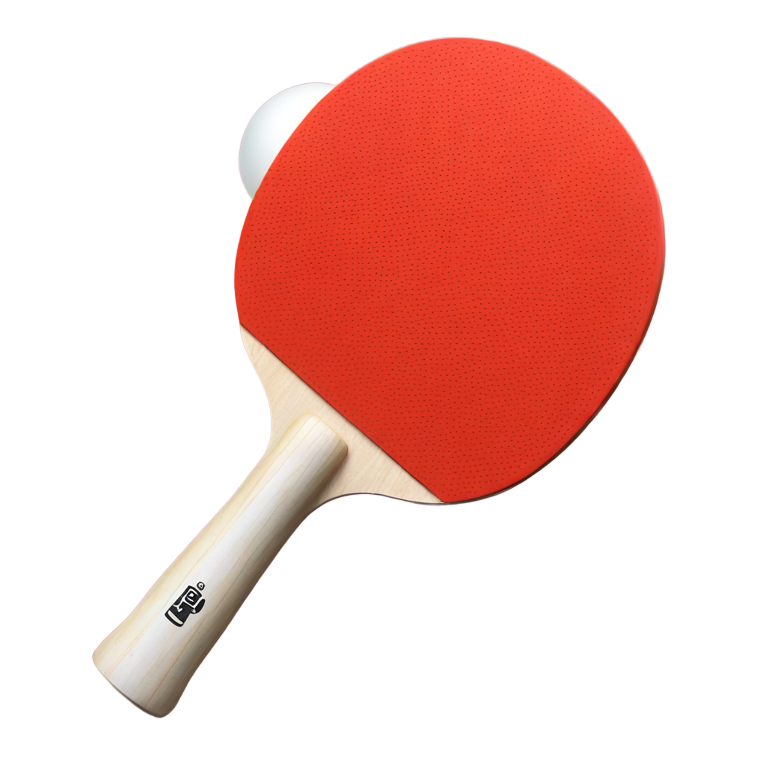 genmoji：红色乒乓球拍和两个白色乒乓球，像表情符号🏓
