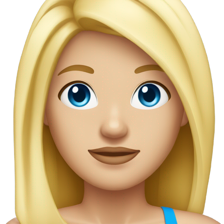 genmoji: A blonde woman blue eyes in a bikini lifeguard
