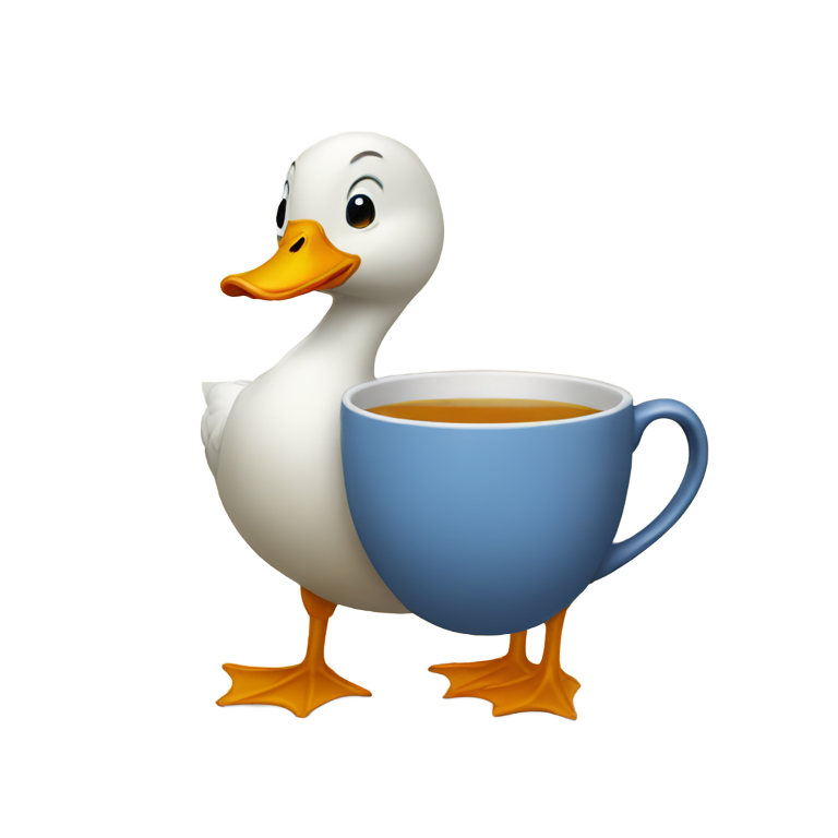 genmoji : Canard buvant du thé