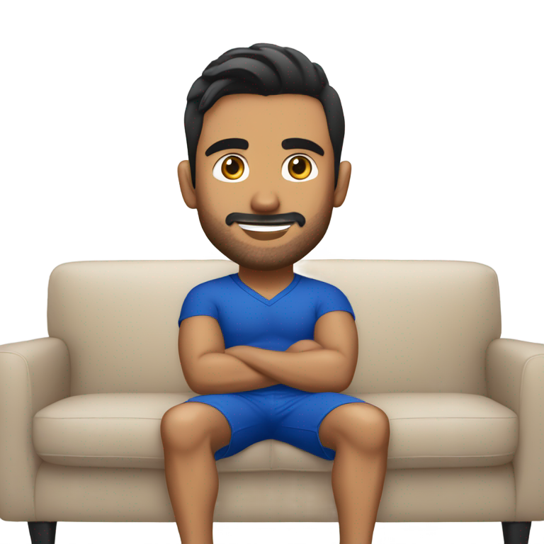 genmoji：克里斯·温多尔斯基穿着蓝色短裤坐在沙发上