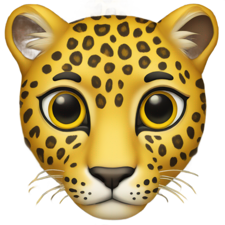 genmoji : a yellow heart with a leopard face in it