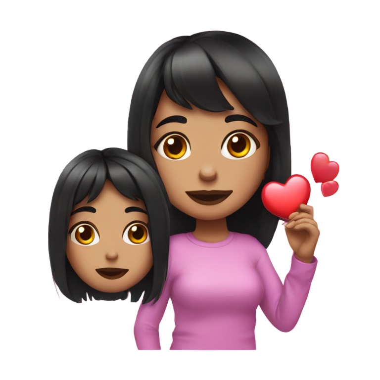 genmoji：黑发女孩心形发饰，正在吸电子烟。