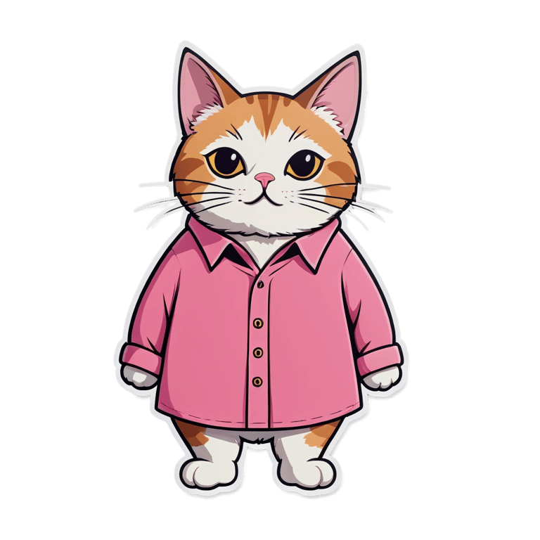genmoji：一只猫咪穿着粉色大号衬衫