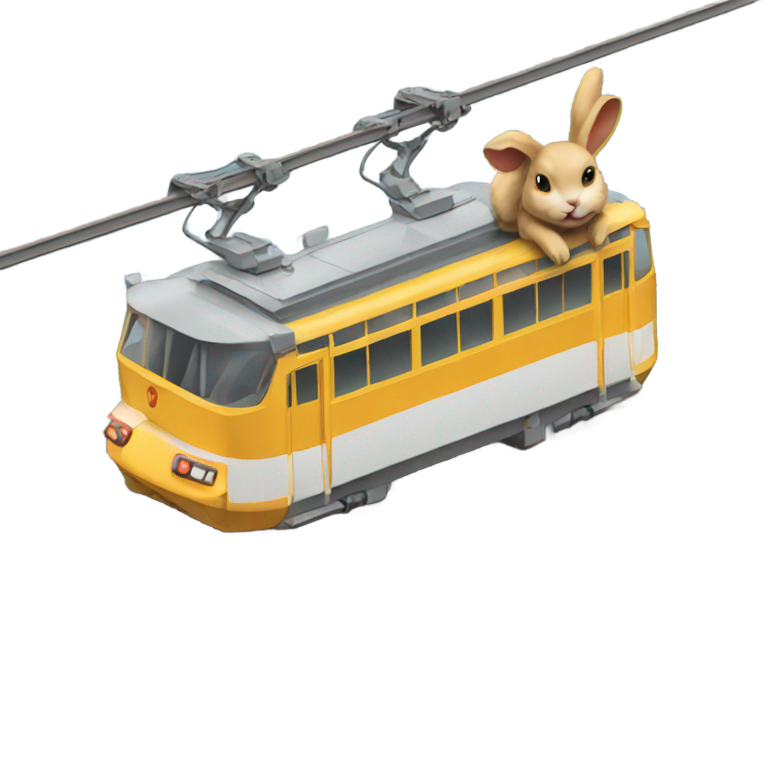 絵文字：ウサギとトラム車両