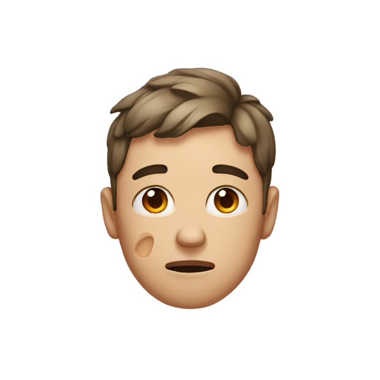 genmoji: sad man with acne