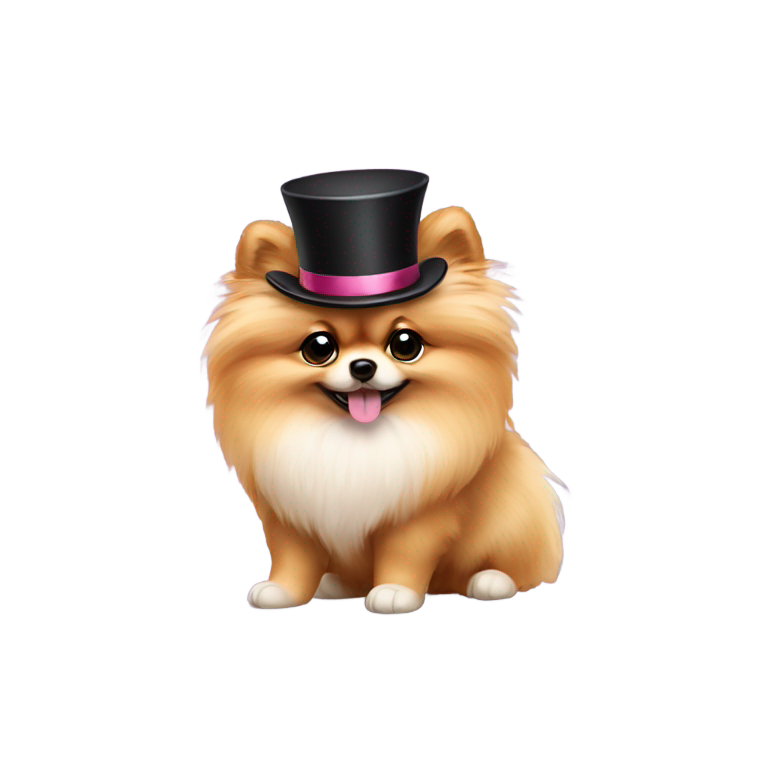 genmoji: A fluffy Pomeranian with a mini top hat